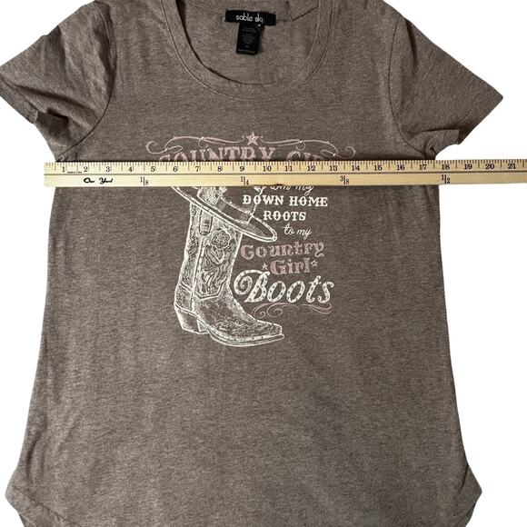 Sable Sky Brown Women's Country Girl Boots with BLING T Shirt - Picture 6 of 9